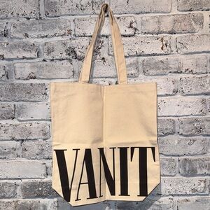 Vanity Fair Tote with Bold Black Lettering